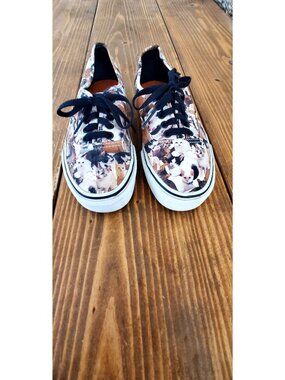 Vans ASPCA Cat Print Lace-Up Sneakers Casual Canvas Shoes Women’s Size 9 Comfort